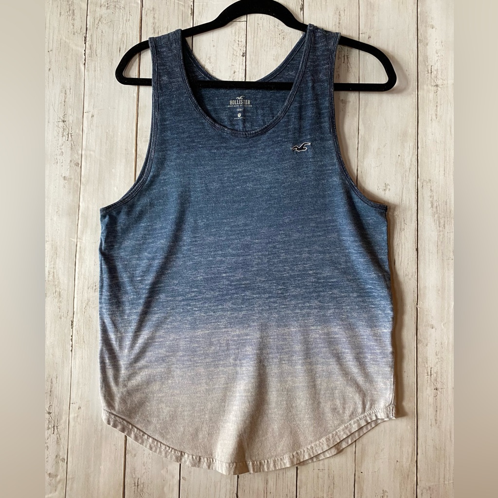 Hollister Men’s Tank Top. Size Small Ombr Blue To Light Grey.